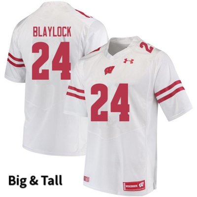 Men's Wisconsin Badgers NCAA #24 Travian Blaylock White Authentic Under Armour Big & Tall Stitched College Football Jersey ME31Z87WG